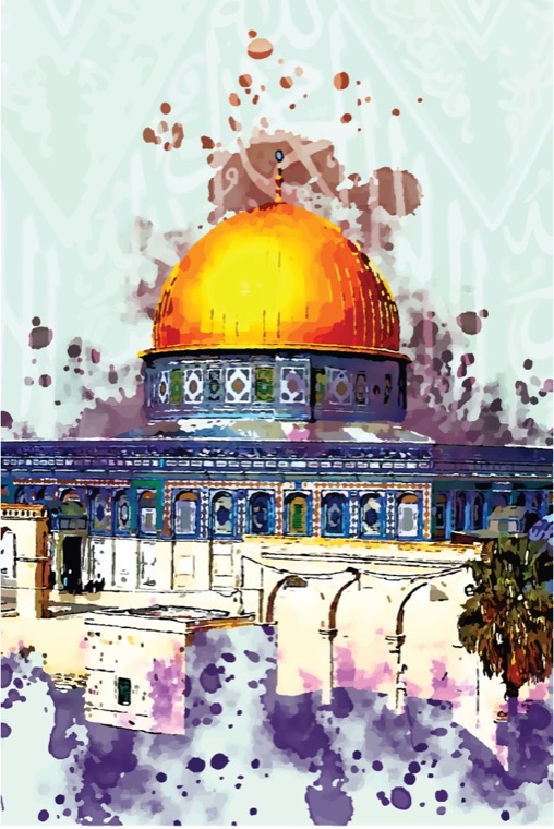 Dome of the Rock with ink splash