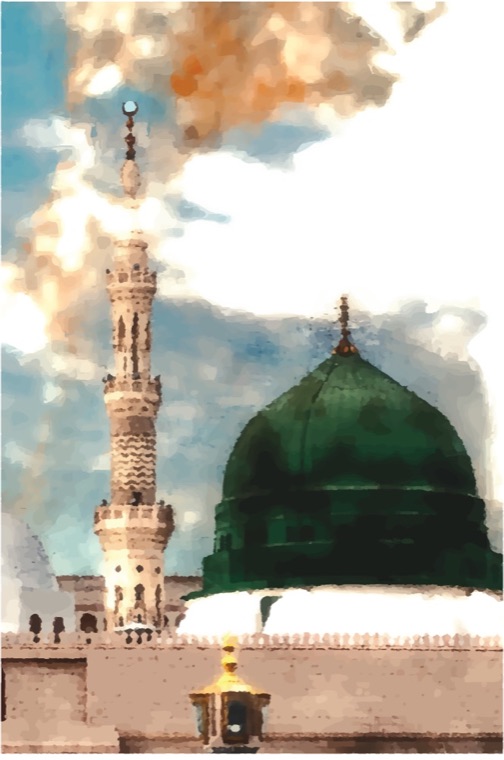 Masjid al-Nabawi, soft watercolour wash
